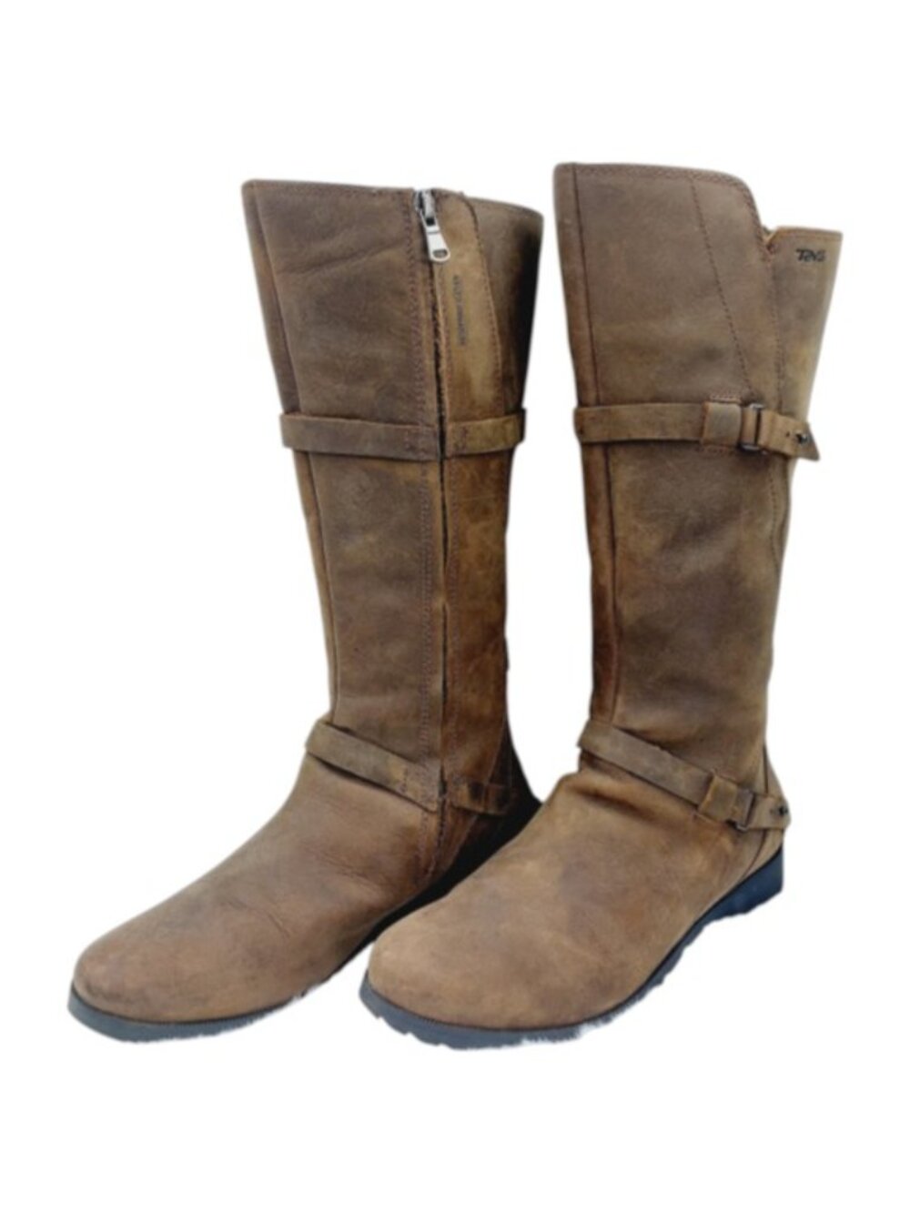 Teva Women's Coffee Brown De La Vina Leather Classic Knee-High Moto Boots Size 8